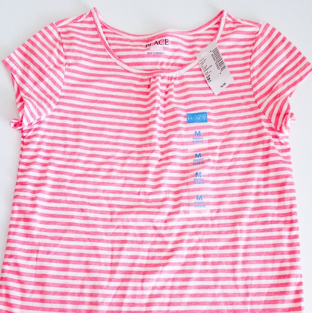 Coral & White Girls Short Sleeve Shirt